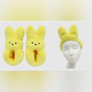 Nwt Kids Peeps Slippers With Bunny Ear Headband Yellow